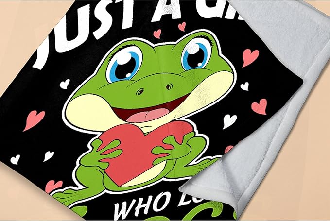 Just A Girl Who Loves Frogs Blanket Soft Blankets and Throws Flannel Cozy Lightweight Quilt Gift Perfect for Bed Sofa Couch-60 x50 Medium for Teen