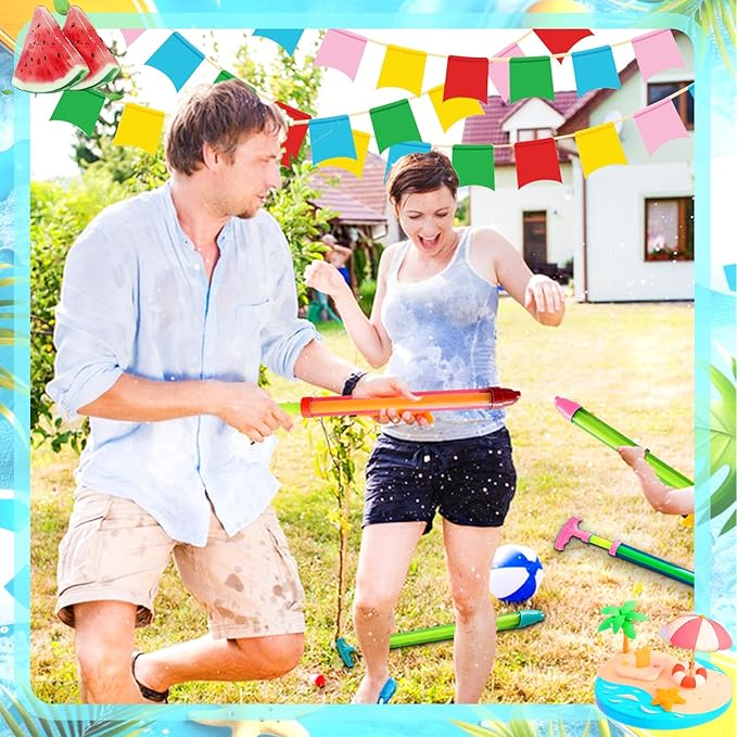 15pcs Water Shooter Blaster Squirt Guns Toys,Shoot Up to 35 Feet,16.5inch Water Spray Gun for Kids,Adults Summer Water Fighting,Swimming Pool,Beach Games,Colorful,Two Spray Holes