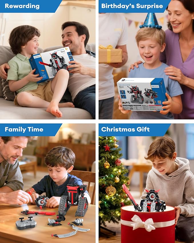 5 in 1 STEM RC Robot Building Kit, APP & Remote Control Samurai/Ninja Blocks 419 Pcs, Erector Set RC Toy for Kids, DIY Build Science Educational Gift for Age 6 7 8 9 10 11 12+ Boys & Girls