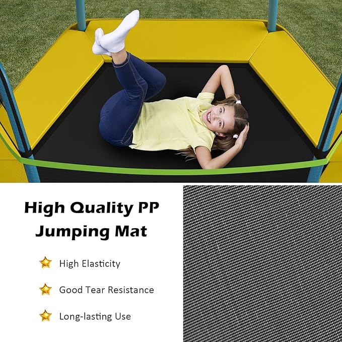 GYMAX Trampoline for Kids, 7FT Toddler Trampoline with Safety Enclosure Net & Seamless Spring Pad, Heavy Duty Small Indoor/Outdoor Trampoline for Boys, Girls Age 3+