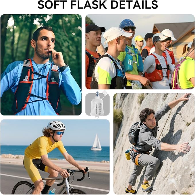 250ml Soft Flask Soft Water Bottle for Running, Hiking, Travelling, Cycling and Climbing - 2Pcs White