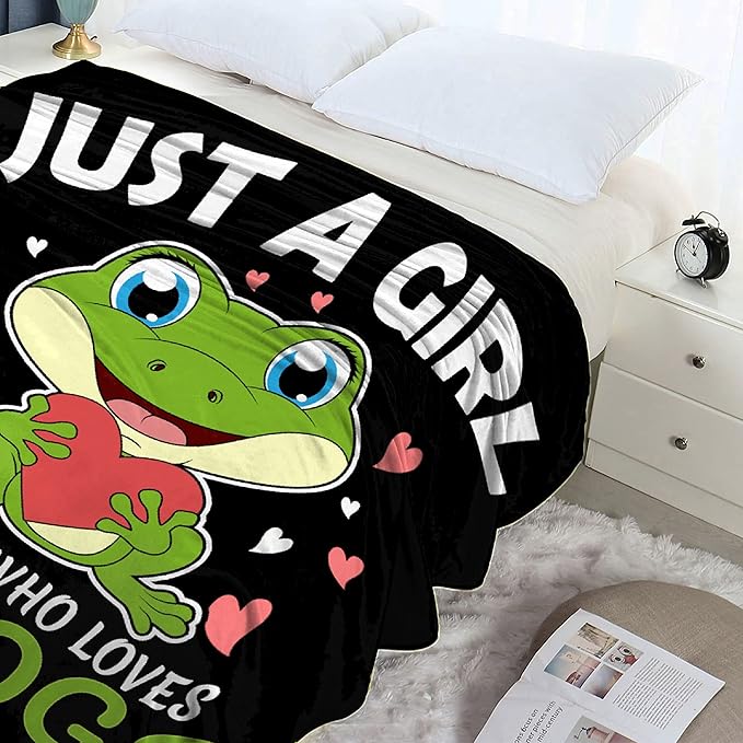 Just A Girl Who Loves Frogs Blanket Soft Blankets and Throws Flannel Cozy Lightweight Quilt Gift Perfect for Bed Sofa Couch-50 x40 Small for Kids