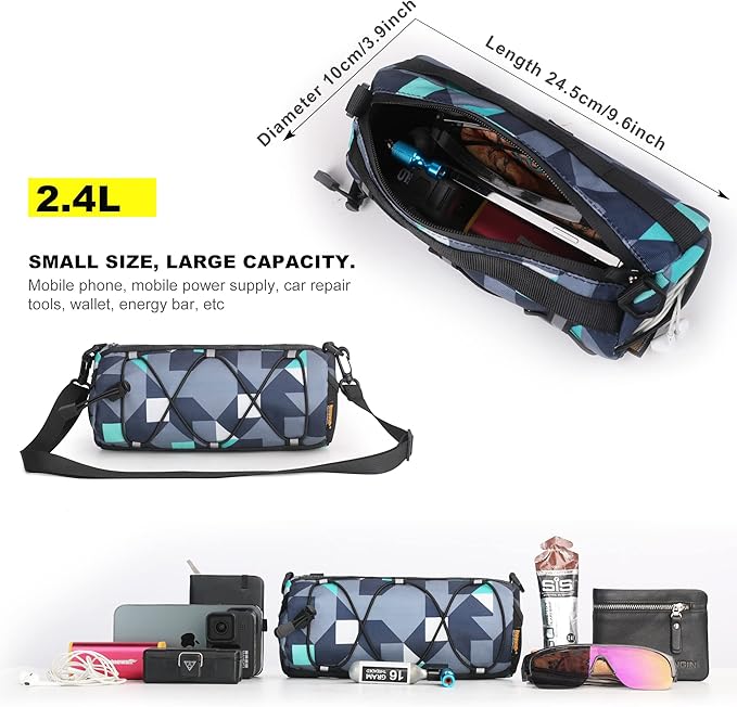 Rhinowalk Bike Handlebar Bag, Bicycle Front Bag Shoulder Bag Storage Bag with Shoulder Strap for Road Mountain Bike Cycling Travel