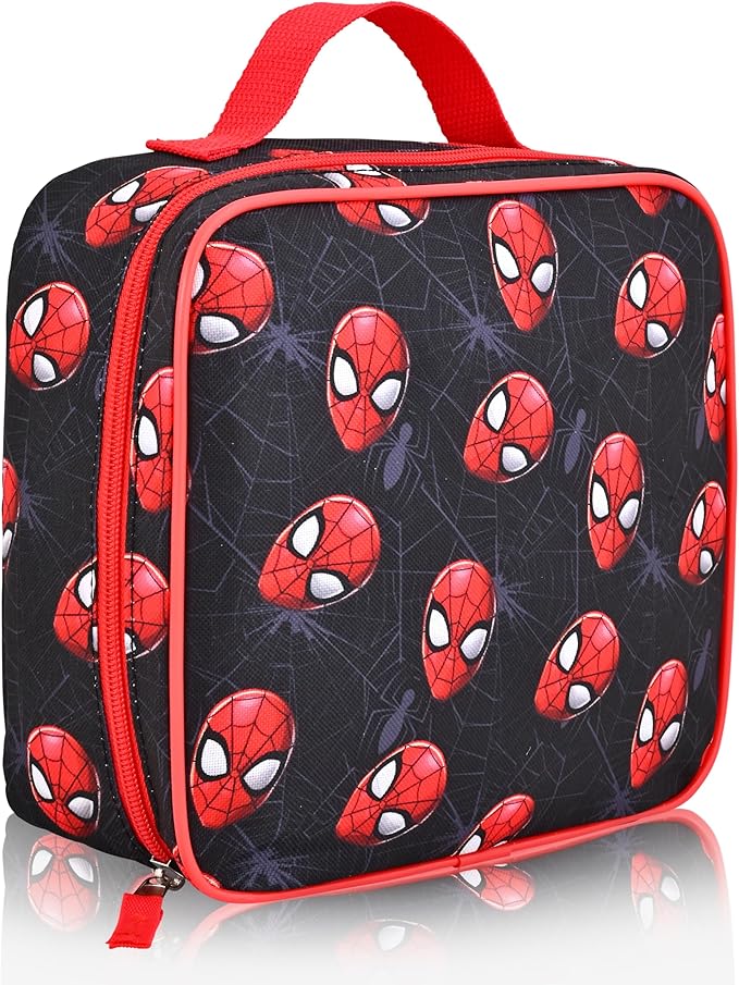Fast Forward Marvel Spiderman Lunch Box for Kids | Insulated Lunch Bag Lunch Box for Boys, Girls, Unisex | Reusable Black Lunchbox