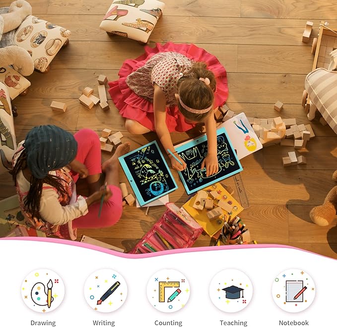 LCD Writing Tablet for Kids, 15 Inch Colorful Electronic Doodle Board, Educational Learning Kids Drawing Tablet Toys, Christmas Birthday Gift for 3 4 5 6 7 8 9 Year Old Girls Boy