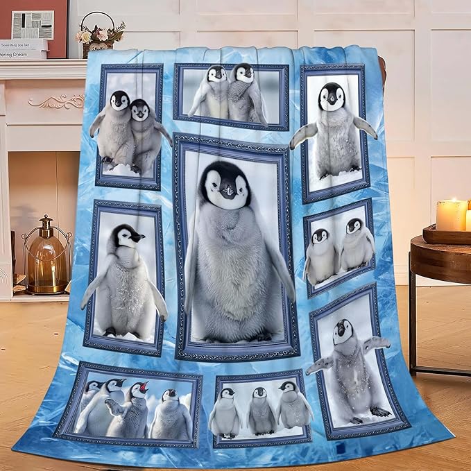Penguin Blanket Penguin Throw Blanket Gifts for Girls Women Kids Boys Adults Men Super Soft Cozy Plush Fluffy Fuzzy Fleece Blanket Home Decor 60''X80''