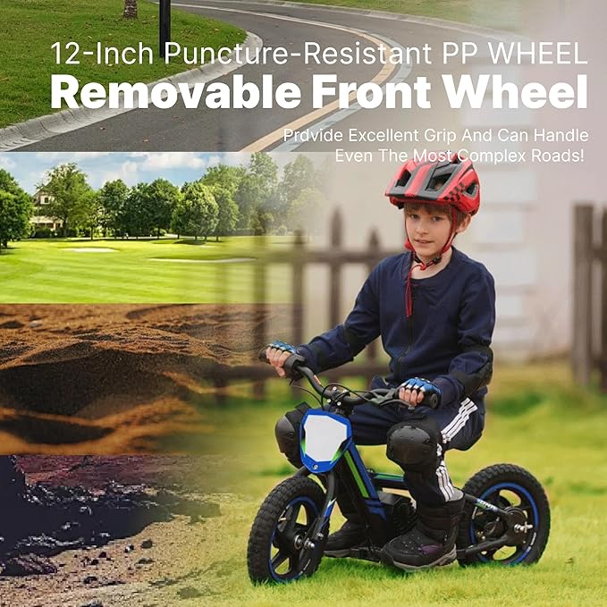 Electric Dirt Bike for Kids 3-6, 170W Racing Experience Lightweight Motorcycle, New Aluminum Frame with 2 Power Modes, 24V Detachable Battery, 12 Inch Knobby Tires