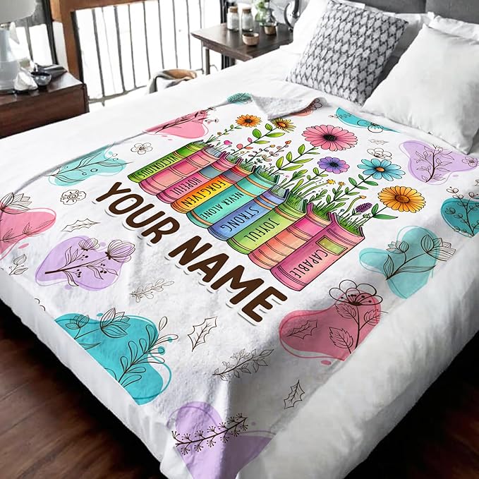 Personalized Blanket for Girls Women, Christian Throw Blanket Gifts for Kids Teens Adults, 50"x60" Cute Custom Flannel Blankets Gift for Girl Warm Flannel Soft Throws for Couch Sofa Bed Decor