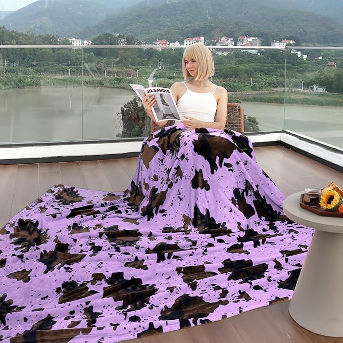 Purple Fleece King Size Lightweight Fuzzy Soft Bed Blanket 90x108inch Lavender Women Decorative Blanket for All Seasons