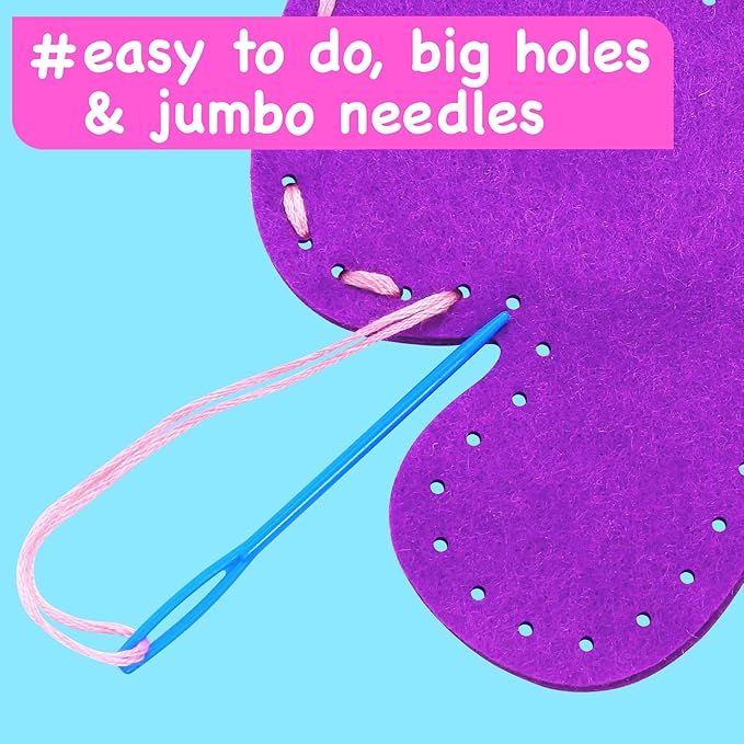 EZCRA Easy Arts and Crafts for Kids - No Mess Sewing Kit for Kids - 4 Easy to Do Unicorn Sewing Projects - Fun Felt Stickers - Tools with Instruction - Gifts for Girls Age 4,5,6,7,8