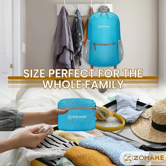 ZOMAKE Ultra Lightweight Hiking Backpack 20L - Packable Small Backpacks Water Resistant Daypack for Women Men(Azure Blue)