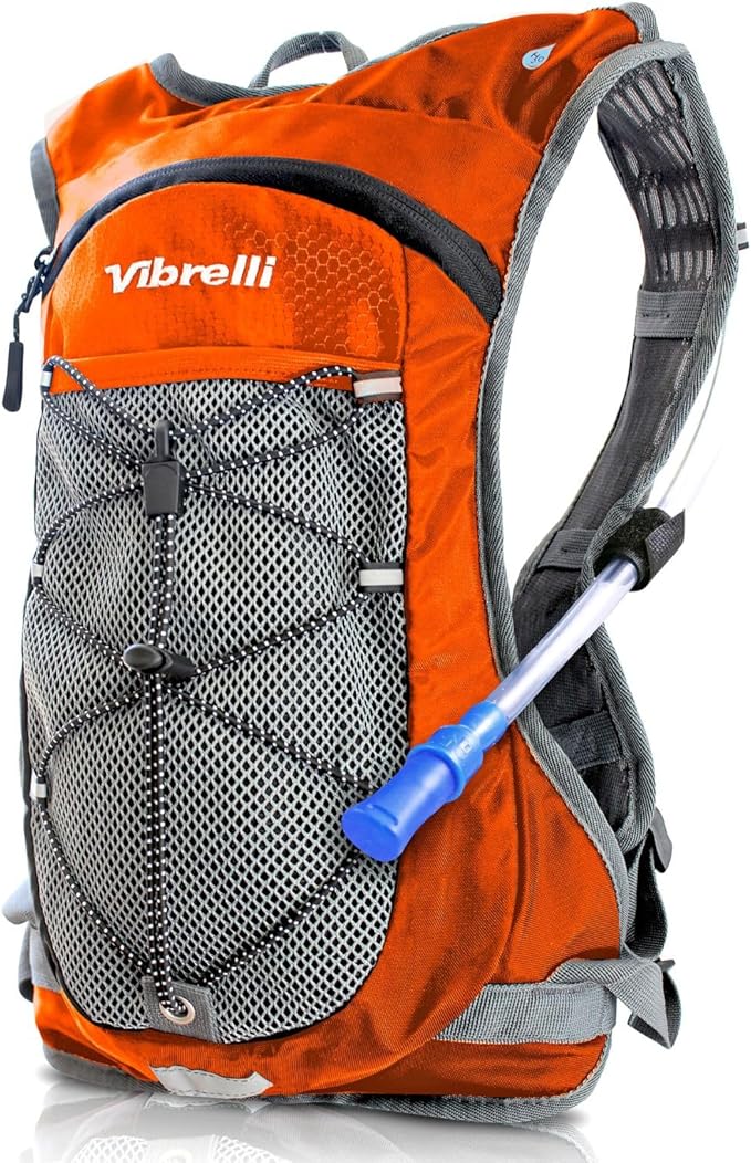 Vibrelli Hydration Backpack & 2L Hydration Bladder - High Flow Bite Valve - Hydration Pack for Cycling, Running, Hiking