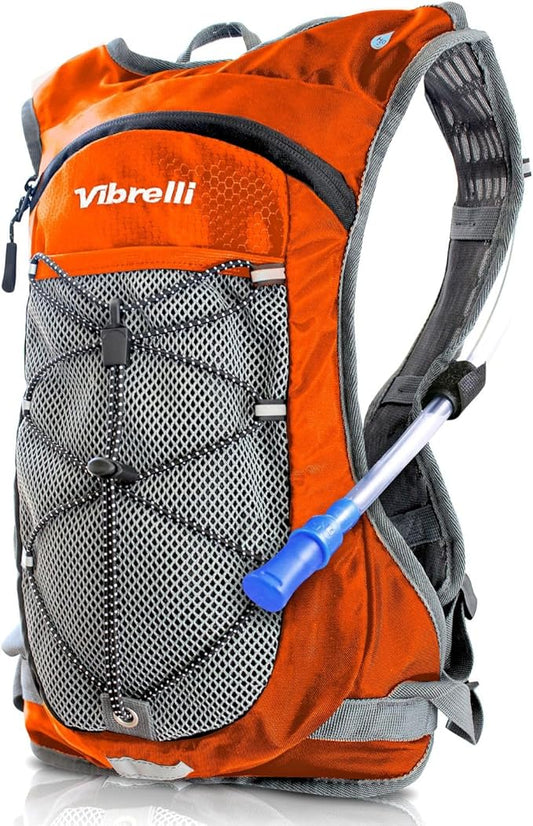Vibrelli Hydration Backpack & 2L Hydration Bladder - High Flow Bite Valve - Hydration Pack for Cycling, Running, Hiking