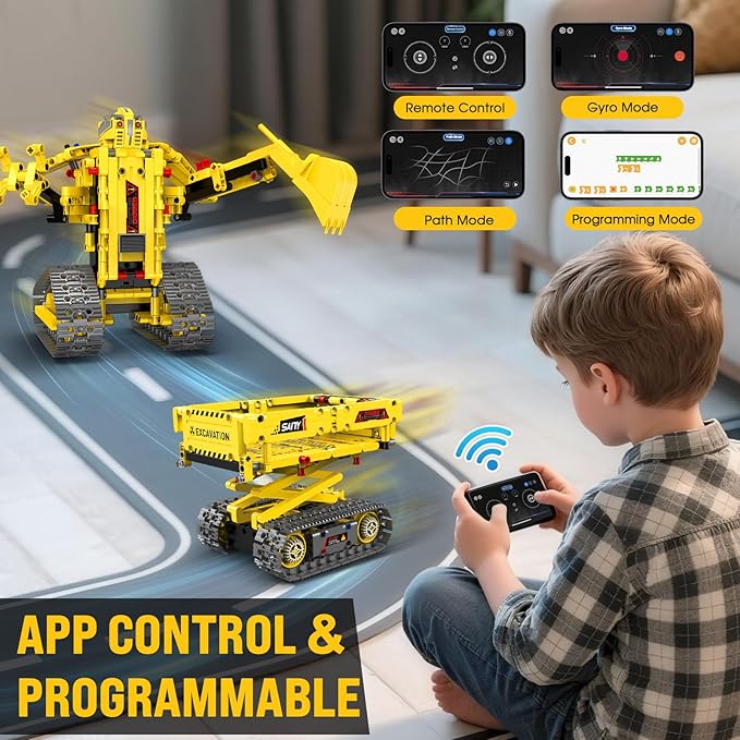 5-in-1 STEM Robotics Kits, 550 PCS Science Kits Building Blocks RC Robot Sets, App & Remote Control, Educational Toys for Kids Age 6 7 9 10 11 13 14+, DIY Gift for Boys & Girls