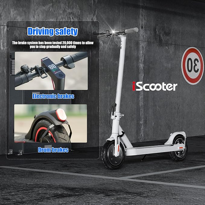 iScooter Electric Scooter for Adults, 23/18/12 Miles Long Range,22/19/18 Mph Top Speed, Commuting Electric Scooter with Cruise Control, Double Braking Systems Escooter for Adults and Teens