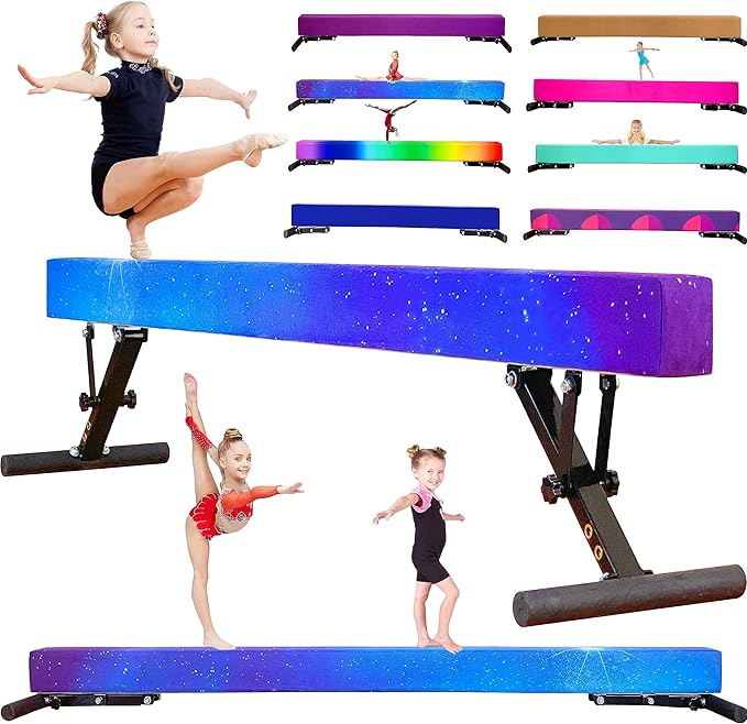 Adjustable Balance Beam 8 ft Gymnastic Beam Adjustable Height for Kids and Teenage of All Gymnastic Levels, Gymnastic Training Beam Gymnastic Equipment for Athlete Home and Gym Club Use
