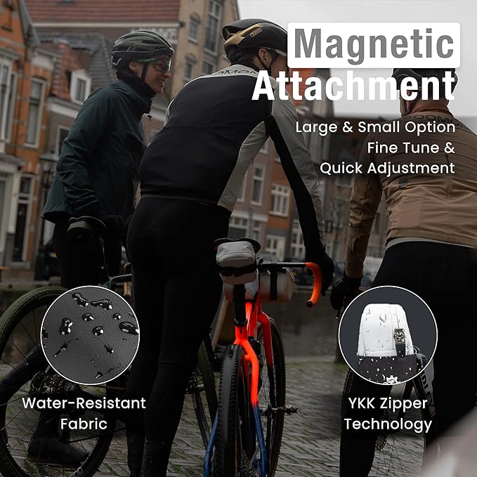 Lumiere & Co. Falcon Magnetic Saddle Bag– 0.69L | 6”x 3.5”x2 | Sleek Minimalist Design, Fast Magnetic Buckle Attachment | Cycling Bike Bag (White, Large)