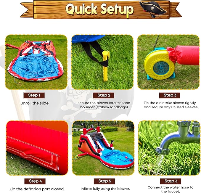 23ft(L) Commercial Water Slide for Adults Kids with 950W Blower, Heavy Duty PVC Large Water Slides Bounce House for Outdoor Summer Fun, Inflatable Backyard Water Park Great for Party, Wet Dry Use