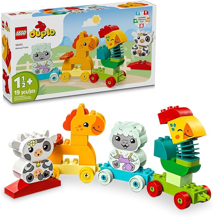 LEGO DUPLO My First Animal Train Building Set and Horse Toy, Educational Toy for Toddlers Ages 1-3 with 4 Animal Figures, Creative Nature Toy Birthday Gift for Preschoolers, 10412