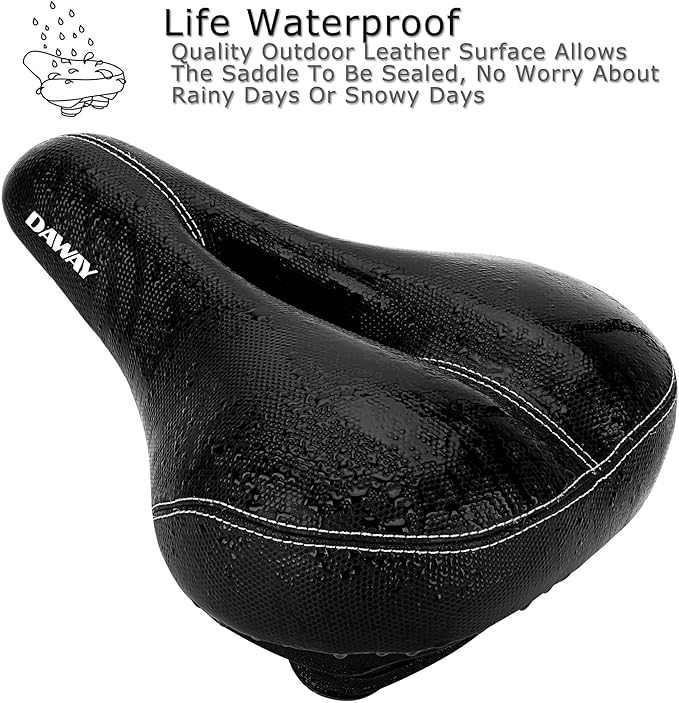 DAWAY Comfortable Men Women Bike Seat - Soft Memory Foam Padded Bicycle Seat, Bike Saddle Replacement with Wide Cushion for Peloton, Mountain & Exercise Bikes, Shock Absorbing, Waterproof, Universal