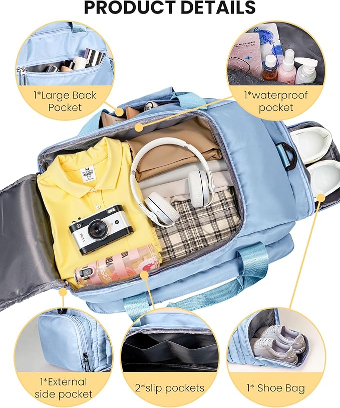 16 Year Old Girl Birthday Gifts, Initial Gym Bags with Shoe Compartment, Dance Bag for Girls, Monogram Kid Overnight Bags, Small Travel Duffle Tote-Perfect for Ballet Yoga Sport (Letter W)