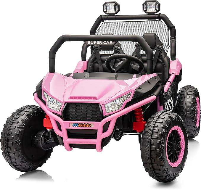 24V Kids UTV, 4WD 2 Seater Ride-on Toy Electric Car for Big Kids with Remote Control, 2WD/4WD Switchable, 4x200W Motor - Pink