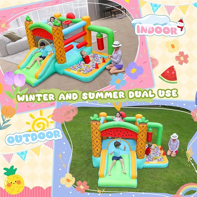 Bounce-House Bouncy-Castle Jump-House for Kids - Inflatable Bounce House with Slide for Indoor and Outdoor - Bouncy House with Blower - Ball Pit for Ages 3-8