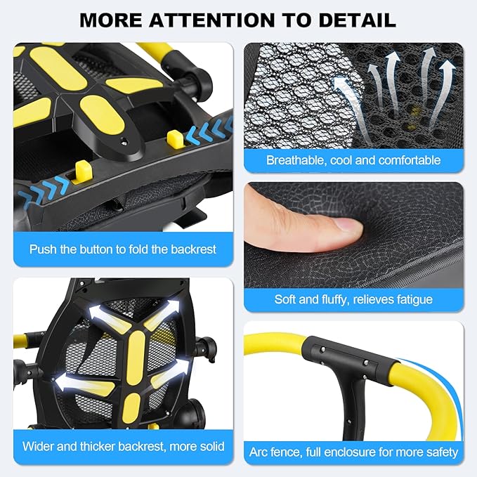 2025 New Rear Child BikeSeat, Adiustable BackrestRear Bike Seat, Foldableand Rotatable RearMounted Child Bike Seat Child Rear Seat with ThickBackrest, Suitable for MostBicycle