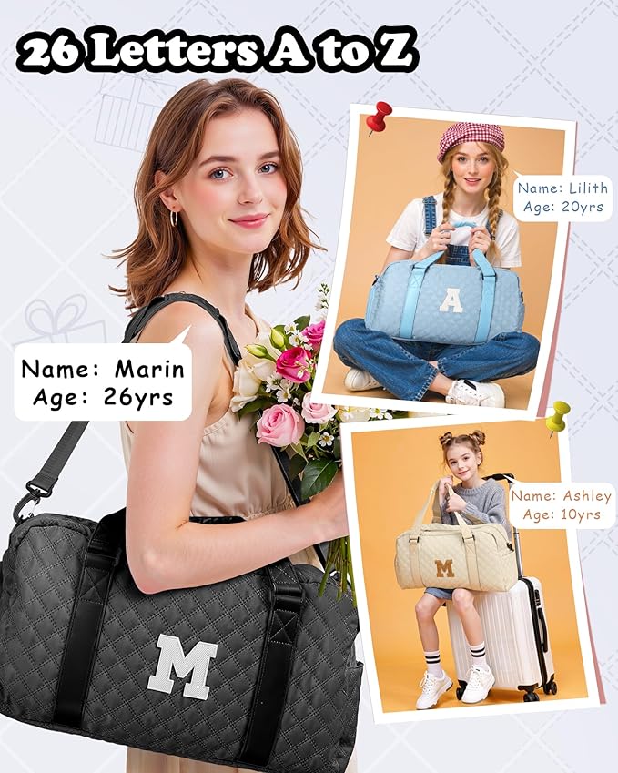 Girls Birthday Gifts, Travel Duffel Bag, Personalized Weekender Bag, Monogram Overnight Bag Gift for Grandmother, Birthday Gifts Personalized Gifts Bridesmaid Gifts, Mom Gifts