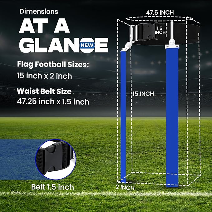 Gameday Flag Football Set – Kits for 2–14 Players w/Belts, Agility Cones & Carry Bag – Available in Multi Colors & Sizes