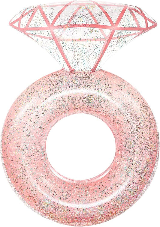 HeySplash Pool Floats, Inflatable Diamond Ring Pool Float, Large Engagement Ring Floatie for Bachelorette Party, Swim Tube River Lake Wedding Bride Stagette Decor Fun Toy Raft Adults, Rose Gold