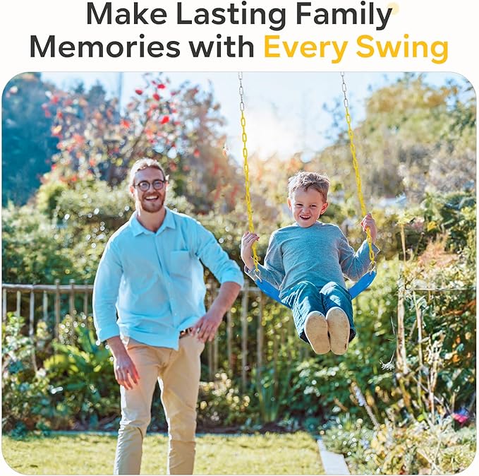 Decorlife Outdoor Swings Seats with 66" Rust-Resistant Heavy Duty Chain, Playground Swing Set Accessories Replacement Anti-Slip Seats, Backyard Swing Support 330lb for Kids or Adults (Blue)