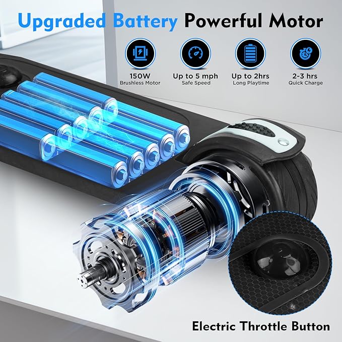 3 Wheel Electric Scooter for Kids Ages 3-12, w/Full Body Lights Up, DIY Stickers, 3 Adjustable Heights, 5Mph Safe Speed, 90min Riding, BLISSRIDE Foldable Kids Electric Scooter for Boys & Girls