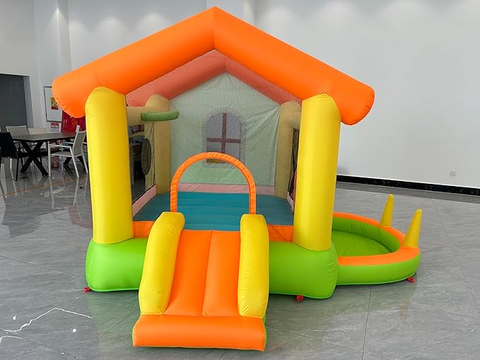 Inflatable Bounce House for Kids, 10FT Big Bounce House with Blower - Playground Backyard Slide Indoor Outdoor Wet Dry Water Park Bouncer with Blower/Ocean Ball/Target Games/Splash Pool/Basketball