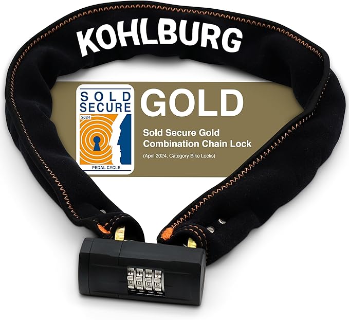 Heavy Duty Combination Bike Lock [Sold Secure Gold] 43" Long with Maximum Security – Anti Theft Bike Chain Lock with Numeric Code & 8mm Hardened Steel for Bicycle, Ebike, & Motorcycle
