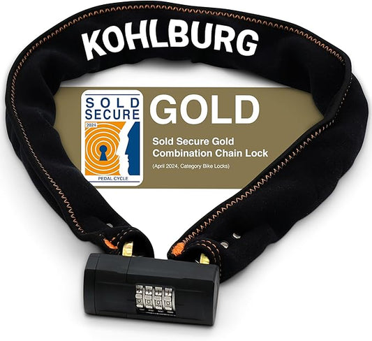 Heavy Duty Combination Bike Lock [Sold Secure Gold] 43" Long with Maximum Security – Anti Theft Bike Chain Lock with Numeric Code & 8mm Hardened Steel for Bicycle, Ebike, & Motorcycle