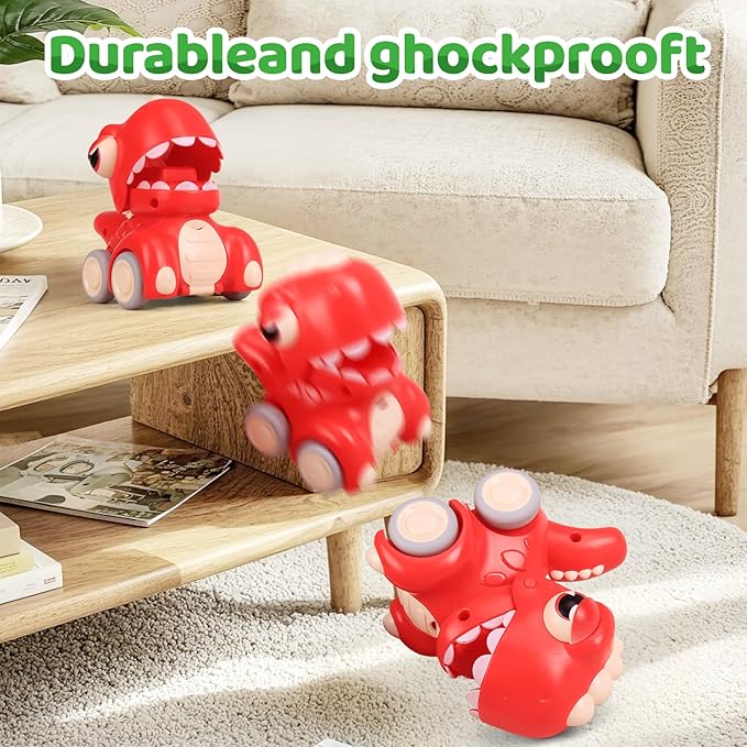4-Pack Dinosaur Car Toys, Suitable For Toddlers Aged 1-3, Dinosaur Racers, Press And Go Dino Cars, Perfect For Babies 6-9-12-18 Months, Toys For 1-2 Year Old Boys, Birthday Gift For 1 Year Old Boy