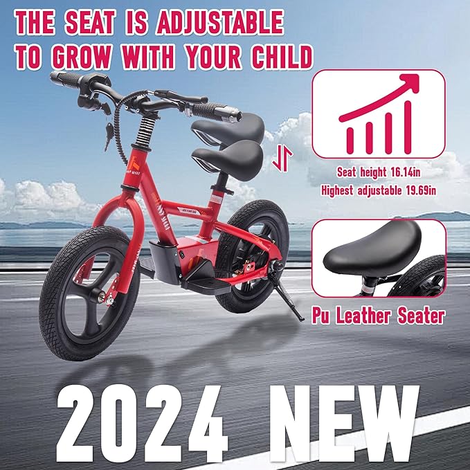 24V Kids Ride On Electric Dirt Bike, 150W Lightweight Electric Motorcycle with Height Adjustable PU Seater, Power Display, Key Start, Electric Balance Bike for Kids Age 3+