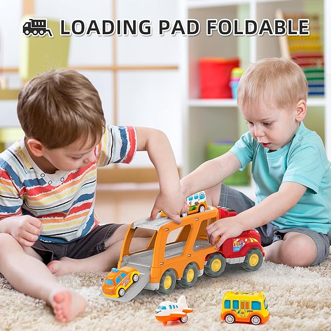 Veslier Toddler Toys Car for Boys Girls Age 2-4 3-5, 5 in 1 Carrier Transport City Vehicles Toys,Kids Toy Cars for Toddlers, Christmas Birthday Gift for Toddlers 3+.