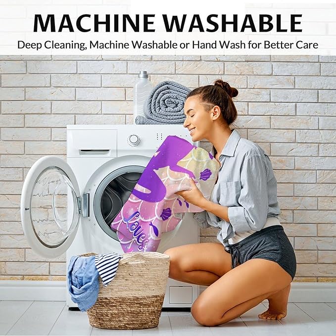 Personalized Mermaid Blanket with Name - Soft, Fuzzy & Warm - 40"x50" Small Blankets for Sofa, Couch - Colorful Cute Throw Gifts for Girls