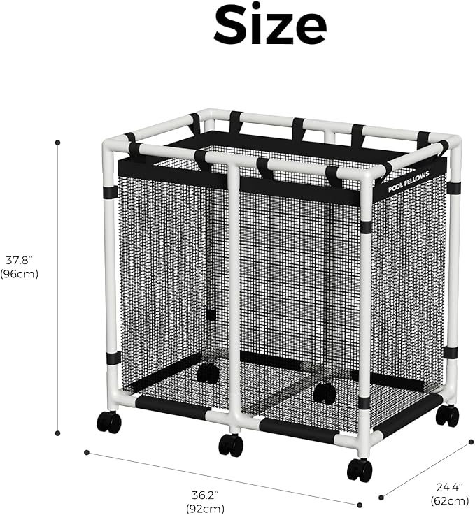 Pool Storage Bin, 105 Gallons, Holder for Noodles, Toys, Floats, Towels, Mesh Organizer for Swimming Equipments, Basic Style