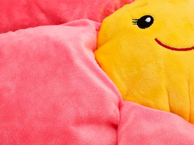 Flourish Pets 3 in 1 Multi-Layer Chew Toy for Active Dogs | Non-Toxic BPA Free Double Stitched Soft Fabric Exterior Dog Toys | Long-Lasting Dog Plush Toys - Small Pink Poppy 13"