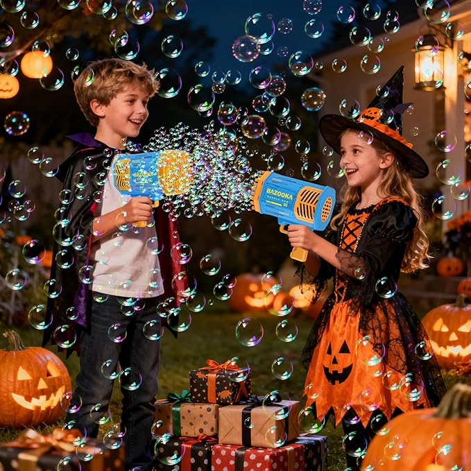 Bubble Machine Gun Kids Toys, Bubble Gun with Colorful Lights and Thousands Bubbles, Outdoor Toy Birthday Party Halloween Favors for Boys Girls Age 3 4 5 6 7 8 9 10 11 12 Years Old
