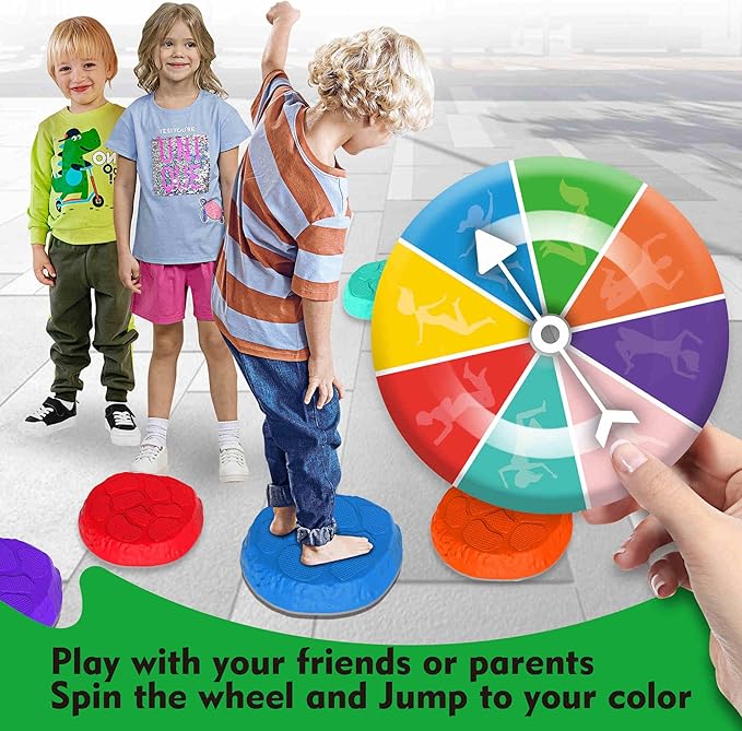 Stepping Stones for kids,8/12 PCS Durable Non-Slip Balance Stones Indoor Outdoor toys for toddlers develope Kids Balance and Coordination Skills