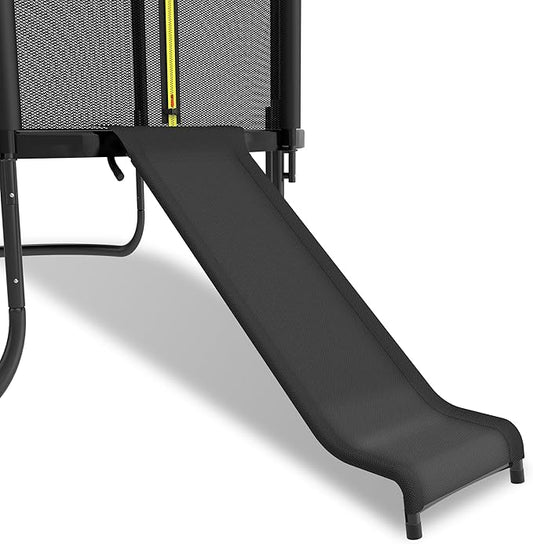 Trampoline Slide, 10FT 12FT 14FT 15FT 16FT Trampoline Universal Outdoor Slides, Trampolines Accessories with Cushioning Effect, Suitable for Kids to Climb Up Slide Down, Safety Slider (Black)