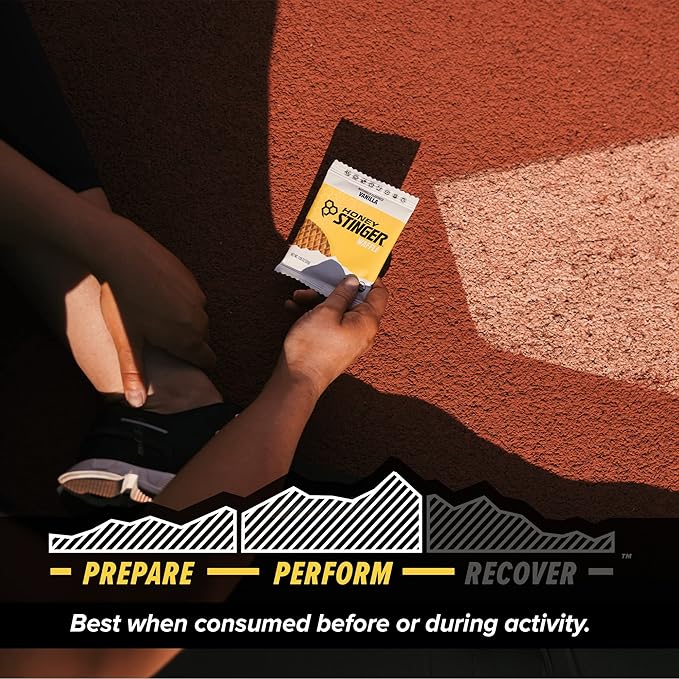 Honey Stinger Organic Vanilla Waffle, Energy Stroopwafel for Exercise, Endurance and Performance, Sports Nutrition for Home & Gym, Pre and Post Workout, Box of 16 Waffles, 16.96 Ounce