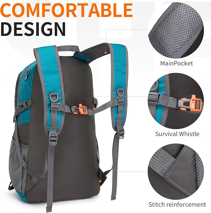 40L Hiking Backpack Lightweight Daypack Waterproof Travel Camping Backpack for Men Women Sport Packable