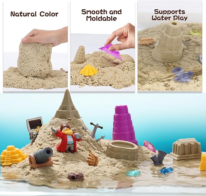 Waterplay & Sensory Play Sand - 2.2lb Moldable, Non-Toxic Sand for Kids Ages 4+, for Indoor/Outdoor Sandbox, Water Table & Sensory Play, Mess-Free, Easy Clean, Resealable Bag