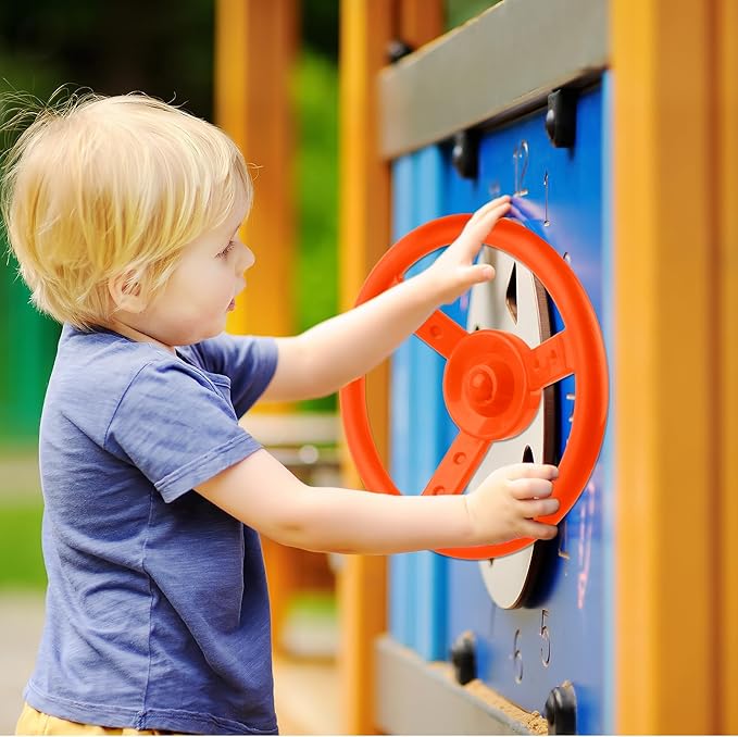 Playground Steering Wheel Accessories Plastic Swingset Steering Wheel Pirate Ship Steering Wheel Playset for Outdoor Backyard Treehouse Playground Jungle Gym (1, Orange)