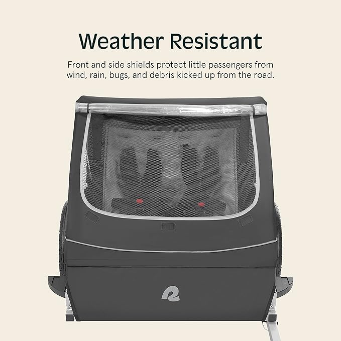 Single & Double Passenger Children’s Foldable/Collapsible Tow Behind Bike Trailer with 16" Wheels, Safety Reflectors & Rear Storage Compartment